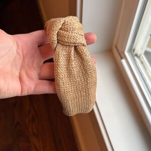 LOFT Knotted Wide Knit Headband in Straw/Raffia